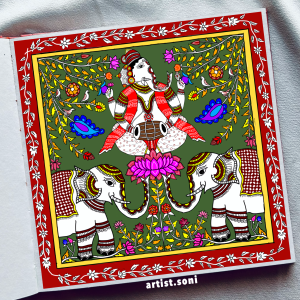 Lord Ganesha Kalamkari Work